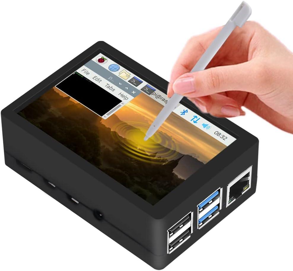 GeeekPi 3.5 inch Touch Screen with Case for Raspberry Pi 4, with Fan and Heatsinks, 320x480 Resolution TFT LCD Display for Raspberry Pi 4 Model B (Pi Board NOT Included)