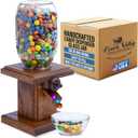Handcrafted Amish Wooden Candy Dispenser Glass Jar Solid Oak Wood M&M's, Peanuts, Reese's Pieces, Skittles, Jelly Beans, Runts (Sorrel)