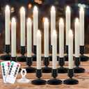 Verdenu 14 Pack Christmas Window Candles with Metal Holders, Battery Operated Window Candles with Timer Remote, LED Candle with Suction Cups for Christmas Decorations, Black