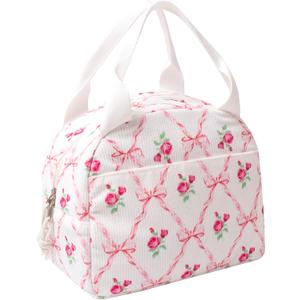 Lunch Box for Wome Men Large Capacity Insulated Lunch Tote Bag for Kids Cute Corduroy Lunch Bags For Work Travel School Or Picnic (Bow)