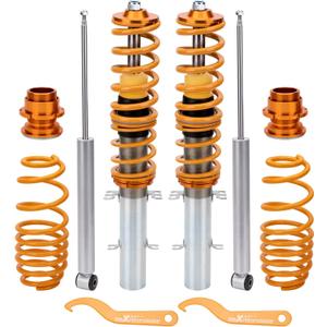maXpeedingrods Coilovers for VW Golf MK4 1997-2007, for VW New Beetle 1998-2010, for Seat Leon 1999-2006, for VW Jetta MK4 1999-2005, Height Adjustable Coilovers Suspension Kit, Lowering Kit Gold