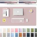 YSAGi Leather Desk Pad Protector, Office Desk Mat, Large Mouse Pad, Non-Slip PU Leather Desk Blotter, Laptop Desk Pad, Waterproof Desk Writing Pad for Office and Home(Grayish Lavender, 47.2" x 23.6")