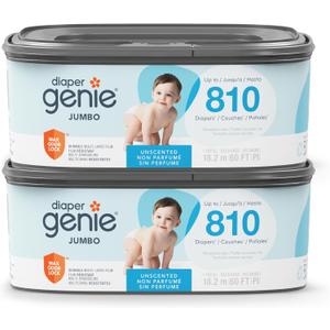 Diaper Genie Jumbo Square Refills 2-Pack with Continuous Film, 810 Count