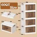 60GAL/240QT 4 Tier Large Stackable Storage Bins With Lid And Wheels, Collapsible Storage Bins Plastic With Doors, Suit For Clothes, Closet, Home And Office