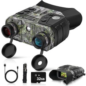Night Vision Goggles, 4K Night Vision Binoculars for Adults, 36MP, 1300FT Range,8X Digital Zoom, Flashlight & Compass, 5000mAh Battery, Infrared Vision, 32GB Card, for Camping & Security (Camo green)