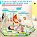 lulunemo Baby Play Mat,Tummy Time Mat with 6 Detachable Toys-Activity Gym for Visual, Auditory & Motor Development-Washable Baby Activity Mat for 0-12 Month Infants(Animal Theme)