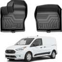 T TGBROS Floor Mats Custom Fit for 2014-2021 Ford Transit Connect Accessories All Weather Protection TPE Front Row Seat Floor Liners Set Non-Slip Black-2PCS