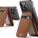 ESR Magnetic Wallet, Compatible with MagSafe Wallet with Adjustable Stand, for iPhone 17e/17/16/15/14/13/12 Series, Not for iPhone 13/12 mini, 3 Card Holder, Vegan Leather, Brown