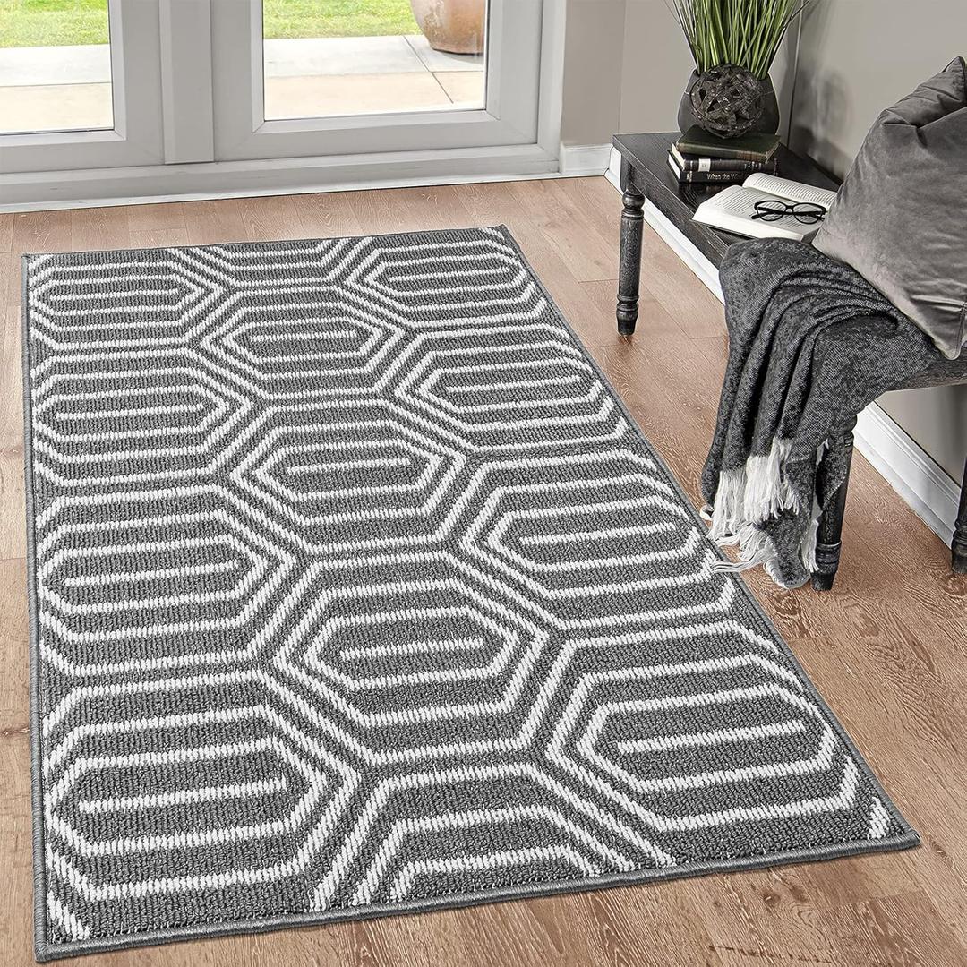 Indoor Doormat 36"x 59", Absorbent Front Back Door Mat Floor Mats, Rubber Backing Non Slip Door Mats Inside Entrance Door Runner Rug Mud Dirt Trapper, Machine Washable Low Profile-Grey Time Cloister
