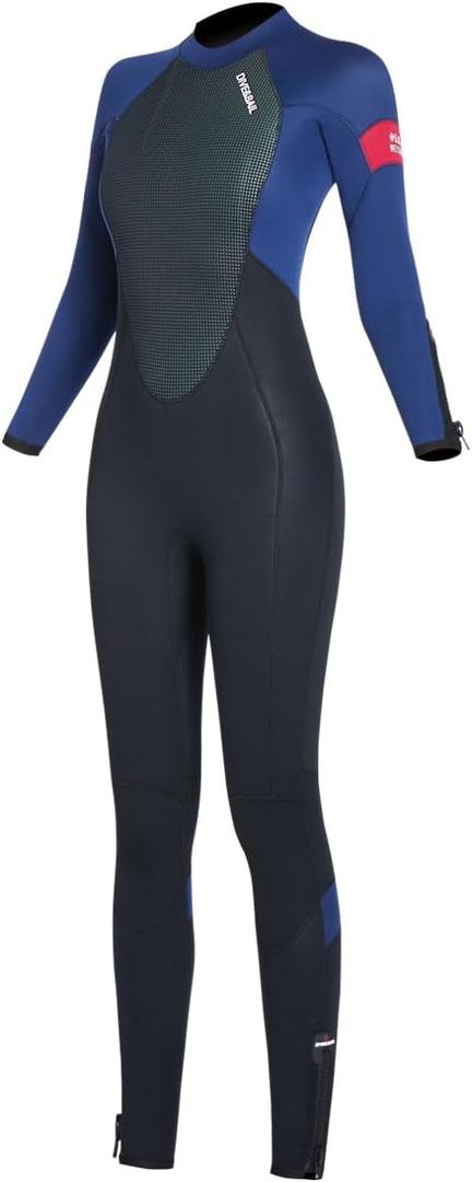 Wetsuit Men Women 5mm Neoprene Full Suit Scuba Diving Suit Wet Suit Back Zipper Cold Water Swimsuits for Surfing Snorkeling D530186F-XL