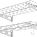WALMANN 2 Pack Garage Wall Shelves, 2 x 4 ft/24 * 48 inch Wall Mounted Storage Shelves for Garage Heavy Duty Wall Shelving, Holds Up to 220 lbs(White)