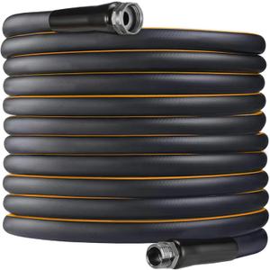 Garden-Hose 200ft x 5/8 in Heavy Duty, Flexible and Lightweight Water Hose, Burst 600 psi, Kink-less Hybrid Rubber Hose for Backyard, 3/4'' Solid Metal Fittings for All Your Watering Need