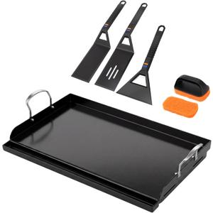 Utheer Griddle Kit, 25" x 16" Nano-Ceramic Nonstick Flat Top Griddle with 5-Piece Scratch-Free Nonstick-Safe Nylon Tools, Universal Grill Griddle for Gas & Charcoal Grills, BBQ, Camping and Parties
