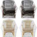 Abbylike 4 Pcs Plastic Furniture Covers Extra Large Recliner Armchair Patio Chair Covers Clear 65 x 42 x 34 Inch Waterproof Dust Proof Swivel Lounge Rocking Chair Protectors for Moving Storage