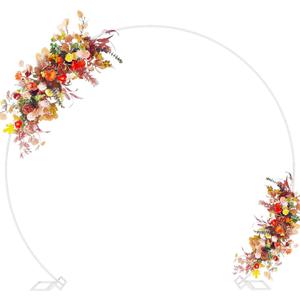 Asee'm 8.5FT White Wedding Arch Round Backdrop Stand Large Circle Metal Floral Balloon Frame for Party Anniversary Birthday Graduation Valentine Ceremony Decorations
