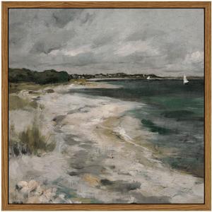 InSimSea Square Framed Canvas Wall Art, Scenery Room Decor Classical Clouds Coastal Seaside Oil Painting Home Wall Decor Artwork, Art Prints Decor for Living Room, Bedroom, Office 10"x10"