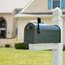 Architectural Mailboxes Edson Weather-Resistant Steel Metal Post Mounted Mail Box for Outside, Gunmetal Grey, Medium Curbside Mailbox with Magnetic Latch, USPS Approved for Residential Delivery