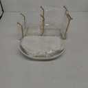 Ceramic Fruit Bowl for Kitchen Counter - 3 Tier Fruit Basket with Metal Stand, Tiered Fruit Stand for Countertop, Snack, Nuts, Cake, Dessert, Small & Cute (Gold)