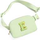 2 x Gitus Gifts for 8 9 10 11 12 Year Old Girls Belt Bag Fanny Pack Crossbody Bags with Initial Letter Patch Cute Stuff Birthday Gifts for Teen Girls Women Personalized Trend Stuff (Light Green-E)