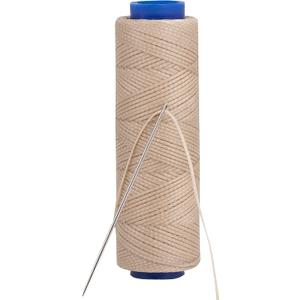 Waxed Thread, Strong Thread for Leather, Upholstery, Shoe, Bag, incl. Needle (Colour: Beige)