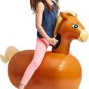 Hearthsong Hop N Go Inflatable Riding Bouncy Horse Hopping Toys for Kids Ages 5+ - Ride On Bouncer Animal Hopper Jumping Toys for Outdoor Games (1 Pack)