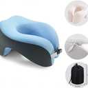 All-Round Head Support Neck Pillow,Memory Foam Travel Neck Pillow for Long Flights, Travel Pillow Comfortable and Breathable is for Car, Train, Bus Trip,Home and Office Use (Blue)