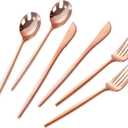PULOTE 300PCS Rose Gold Plastic Silverware Set - Heavy Duty Rose Gold Utensils Set - Plastic Cutlery Disposable - Include 100 Knives,100 Forks and 100 Spoons for Party & Mother's Day