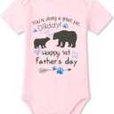 BesserBay Baby First Mothers Day 100% Cotton Onesie Fathers Day Outfit Newborn Short Sleeve Bodysuit 0-24 Months (Pink)