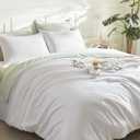 Litanika White Comforter Set Queen Size, 3 Pieces Lightweight Solid Bedding Comforter Set, All Season Fluffy Bed Set (90x90In Comforter & 2 Pillowcases)