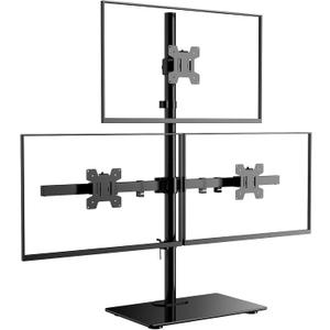 WALI Triple Monitor Stand, Height Adjustable Free-Standing Monitor Desk Mount, fits 3 Computer Screens up to 27 Inch, Holds up to 22lbs per Arm (GMF003)