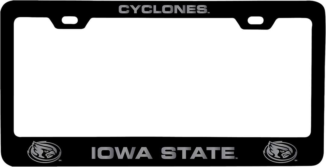 Iowa State Cyclones Laser Engraved Metal License Plate Frame Black Officially Licensed Collegiate Product