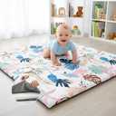 1.5" Thick Play Mat for Baby, 50x50 Play Mat Removable & Machine Washable Cover Softness Foam Play Mat, Easy-Clean Hygienic, Comfort Safety Kids Crawling (Tummy Time Leaves)