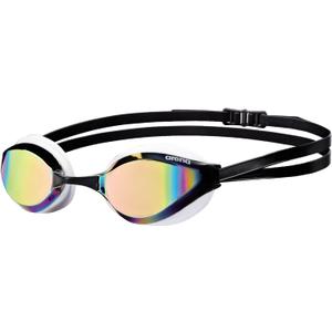ARENA Unisex Python Racing Swim Goggles for Men and Women Anti-Fog No Leak Max Comfort Dual Strap, Mirror/Non-Mirror Lens (Copper/White)