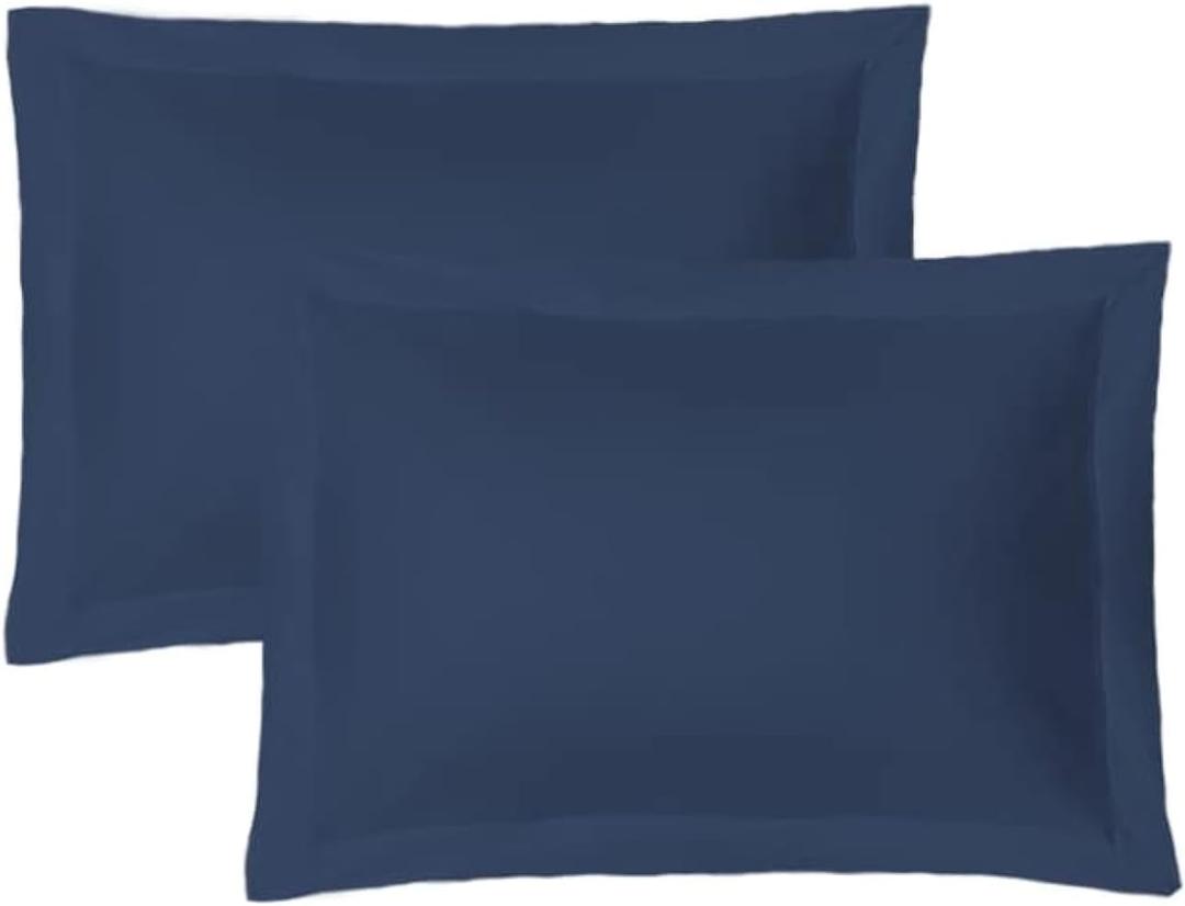 iMaylex Soft and Breathable 100% Egyptian Cotton Envelope Pillow Shams, Silk Like and Cozy Decorative Pillow Covers, Set of 2, Navy Blue, Queen