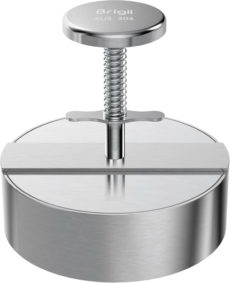 Brigii 304 Stainless Steel Burger Press,Hamburger Patty Maker, Heavy Duty Stainless Steel Burger Press for Ground Beef, Burgers (Dishwasher Safe) (BP01 PRO-5.5")
