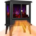 BLITZHOME 18'' Electric Fireplace Heater, Thermostat Control, 3D Realistic Flame, 2 Heating Mode 750/1500W, Safety Protection, Portable Freestanding Fire Places Stove for Home Indoor, Small Space