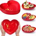 6 Pcs 8.7 Inch Valentines Day Heart Shaped Plates Dessert Bowls Appetizer Plates Salad Bowls for Gift Valentine's Day Anniversary Party Supplies (Red)