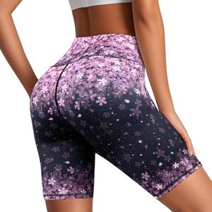 Yoga Shorts High Waisted Biker Shorts for Womens Athletic Running Workout (Black, XXL)