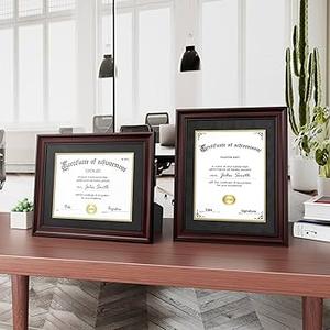 Yaetm Dark Brown Vertical Double Diploma Frame, 2-8.5 x 11 ( Brown )