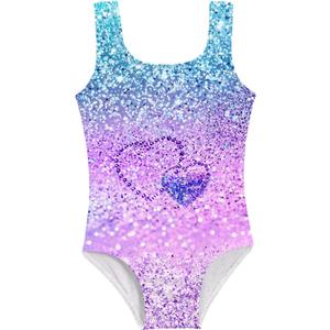 Funnycokid Gymnastics Leotards for Girls Sparkly Colorful Kids Tumbling Outfit  (6-7 Years, Diamond Heart Purple)