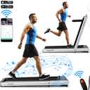 SuperFit 4.75HP 2 in 1 Folding Treadmill W/Remote App Controll Silver