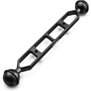 9" Double Ball Arm for Underwater Photography, Professional Adjustable Dual Ball Joint Light Mount, Aluminum Alloy Clamp for Camera Tray, Video Lights&Strobes