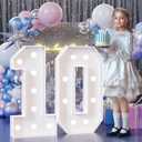 Colorful Marquee Numbers 3FT, Light Up Numbers 10 for 10th Birthday Decoration, 10th Birthday Light Up Sign with 18 Colors Remote Control, Large Numbers for Party Anniversary Decor