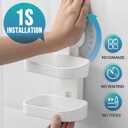 TAILI Soap Holder Soap Dish for Shower, Suction Cup Soap Holder for Shower Wall, Bathroom Accessories, Removable Strong Hold Soap Saver, Drill Free, White 2 Layer