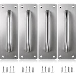 Sumnacon Stainless Steel Door Handle, 4 Pack Pull Push Handle 7.9x2.5 Inch, for Wooden and Composite Doors, Garage, Barn, Home, Commercial Use, Silver