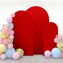 Babenest Red Wedding Arch Cover Set of 3, Spandex Fitted Arch Backdrop Cover for Photo, Round Top Chiara Stand Cover for Party Birthday Baby Shower Background Decoration6.6FT/7.2FT/8FT