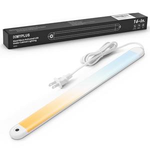 MYPLUS 16" Under Cabinet Lighting, Hand Wave Sensor Under Counter Lights for Kitchen, 600LM Bright LED, 5 Color Temps, Dimmable Under Cabinet Lights Plug in for Desk,Sink,Workbench
