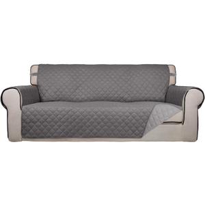 PureFit Reversible Quilted Sofa Cover, Water Resistant Slipcover Furniture Protector, Washable Couch Cover with Non Slip and Elastic Straps for Kids, Dogs, Pets (Sofa, Gray/Light Gray) (Large)