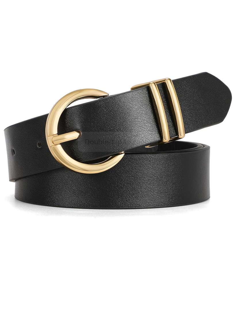 WHIPPY Women Leather Belt Fashion Design belt Gold Buckle Ladies Belt for Jeans Pants Dresses, Size: S: Fit Waist Size 25-30 Inches