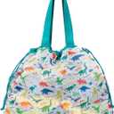 Extra Large Beach Toy Bag with Drawstring - Lightweight Mesh Tote Bag for Sand Toys, Beach Swinmming Pool Essentials, Dino Green (25.6"L x 8.7"W x 22"H)